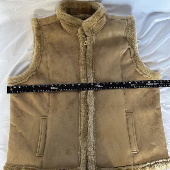 Faux Shearling Jaclyn Smith Vest XXL Suede Look Zip Front Fuzzy Soft Lined - Picture 6 of 13